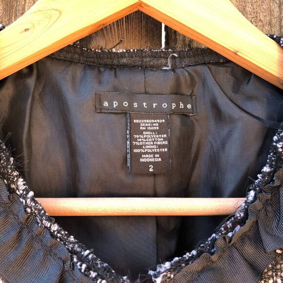 Apostrophe Cropped Tweed Ribbon Embellished Blazer Jacket 2 - Picture 8 of 13